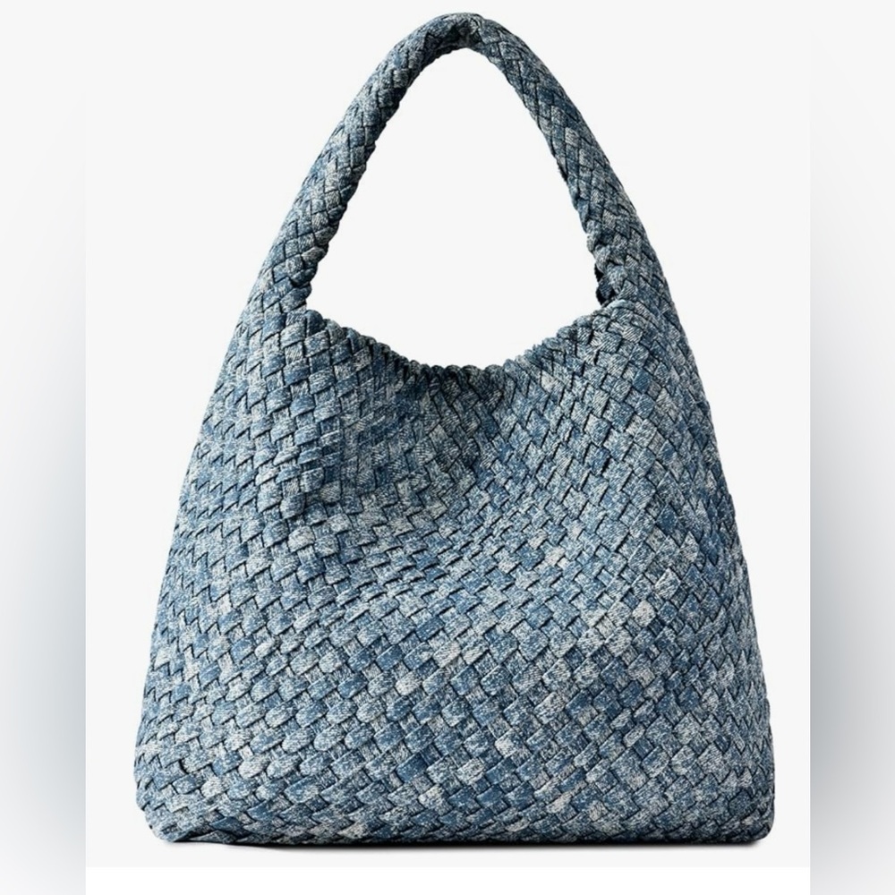 Stylish Blue Woven Tote Bag